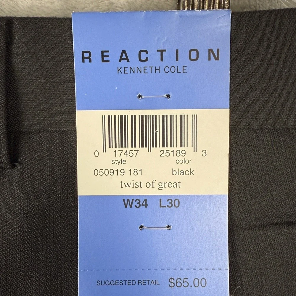 REACTION Kenneth Cole Men Black Twist of Great Dress Pants W34‎ L30